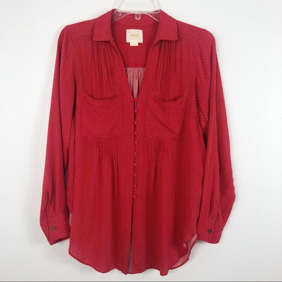 Anthropologie Tops - Anthropologie Maeve Red Polka Dot Matilda Drapey  Blouse